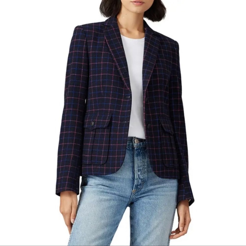 Rag and Bone Wool Navy Blue, Plaid Blazer in Size 2